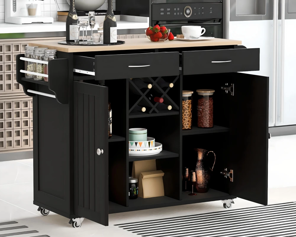 movable kitchen island with seating and storage
